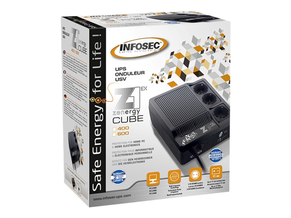 Infosec Z1 Zenergy Cube Ex 600 - Usv - Ac 220/230/240 V - 600 Va - Ausgangsanschlüsse: 3
