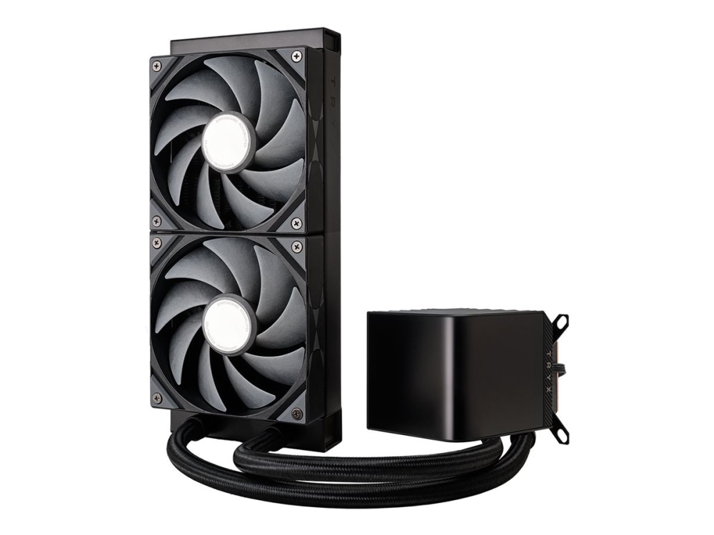 TRYX PANORAMA - Processors flydende kølesystem - med L-formet AMOLED-skærm - Radiatorstørrelse: 240 mm - (for: LGA115x Socket, LGA1200, LGA1700, LGA1851, AM4, AM5) - kobber - 120 mm - sort