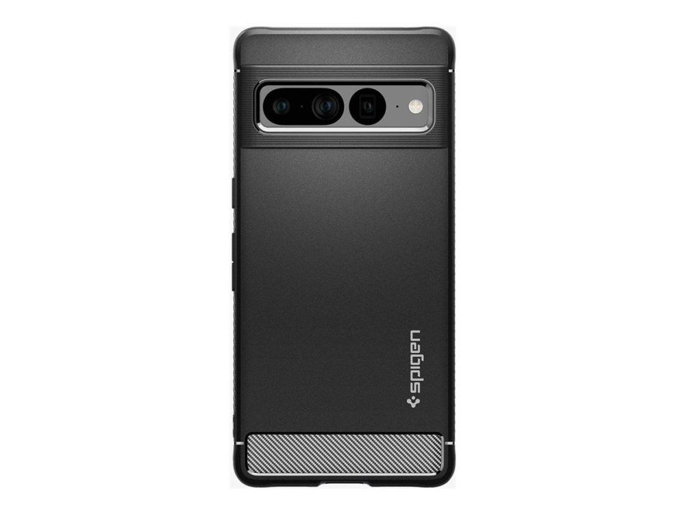 Spigen Rugged Armor - Bagsidecover Til Mobiltelefon - Grov - Termoplastisk Polyuretan (Tpu) - Mat Sort - For Google Pixel 7 Pro