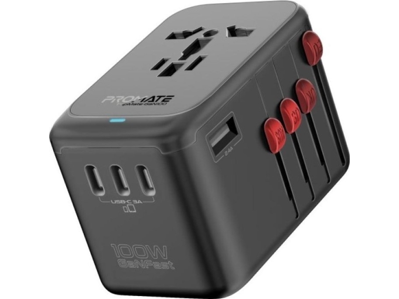 Wandladegerät Promate Promate Tripmate-Gan100 Ganfast Multi-Port 100W / Eu/Us/Uk/Au