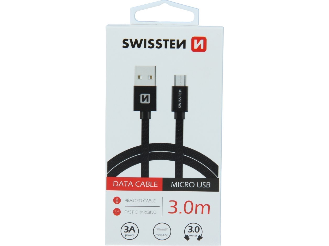 Swissten Textile Quick Charge Universal Micro Usb Data- Og Ladekabel 3M
