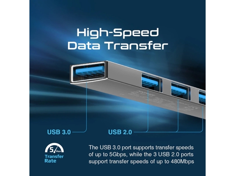 Promate Litehub-4 Usb-C Hub 3Xusb2.0 + Usb3.0