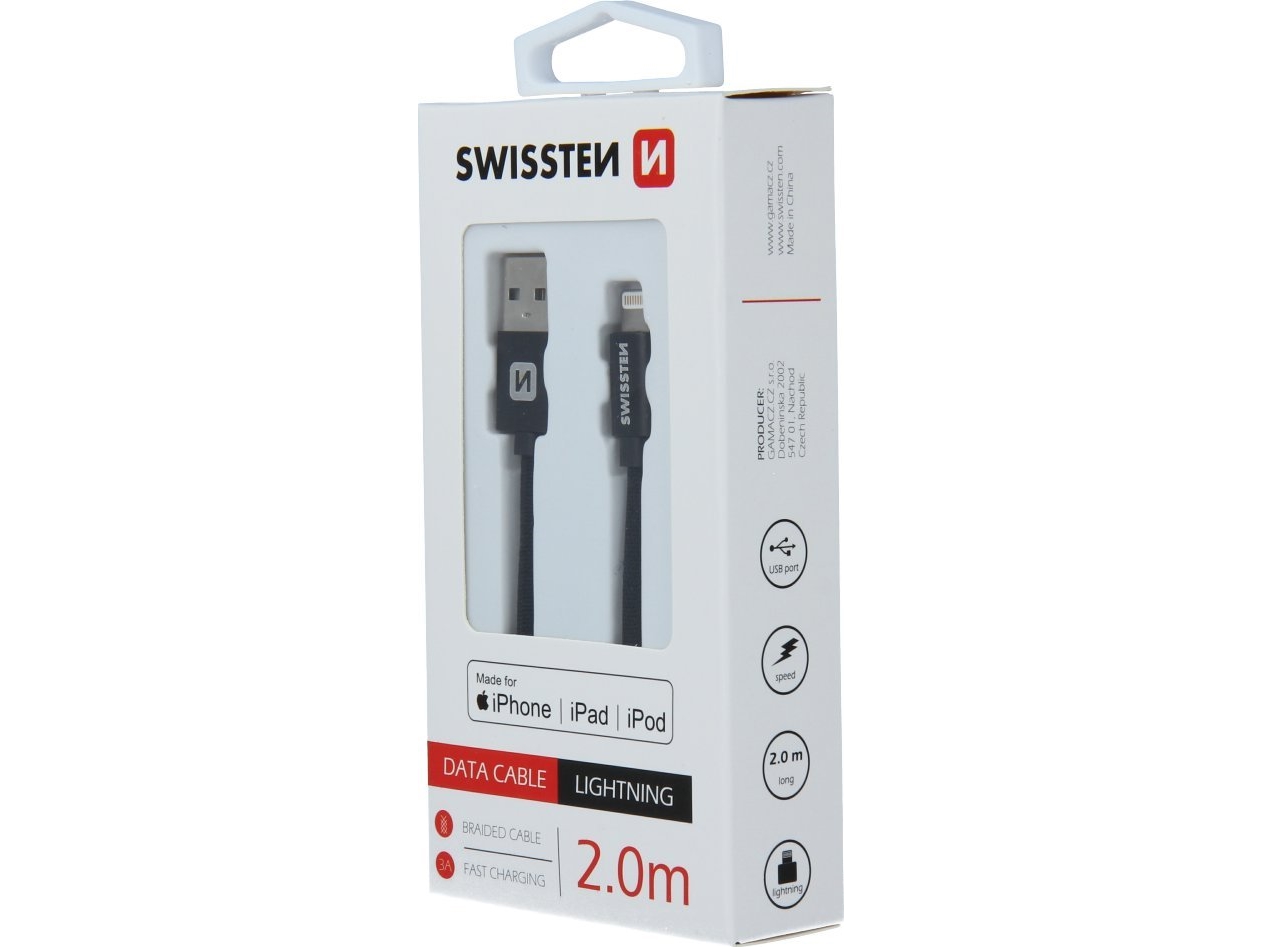 Usb-Kabel Swissten Usb-A Auf Lightning 2 M Schwarz (8595217455191)