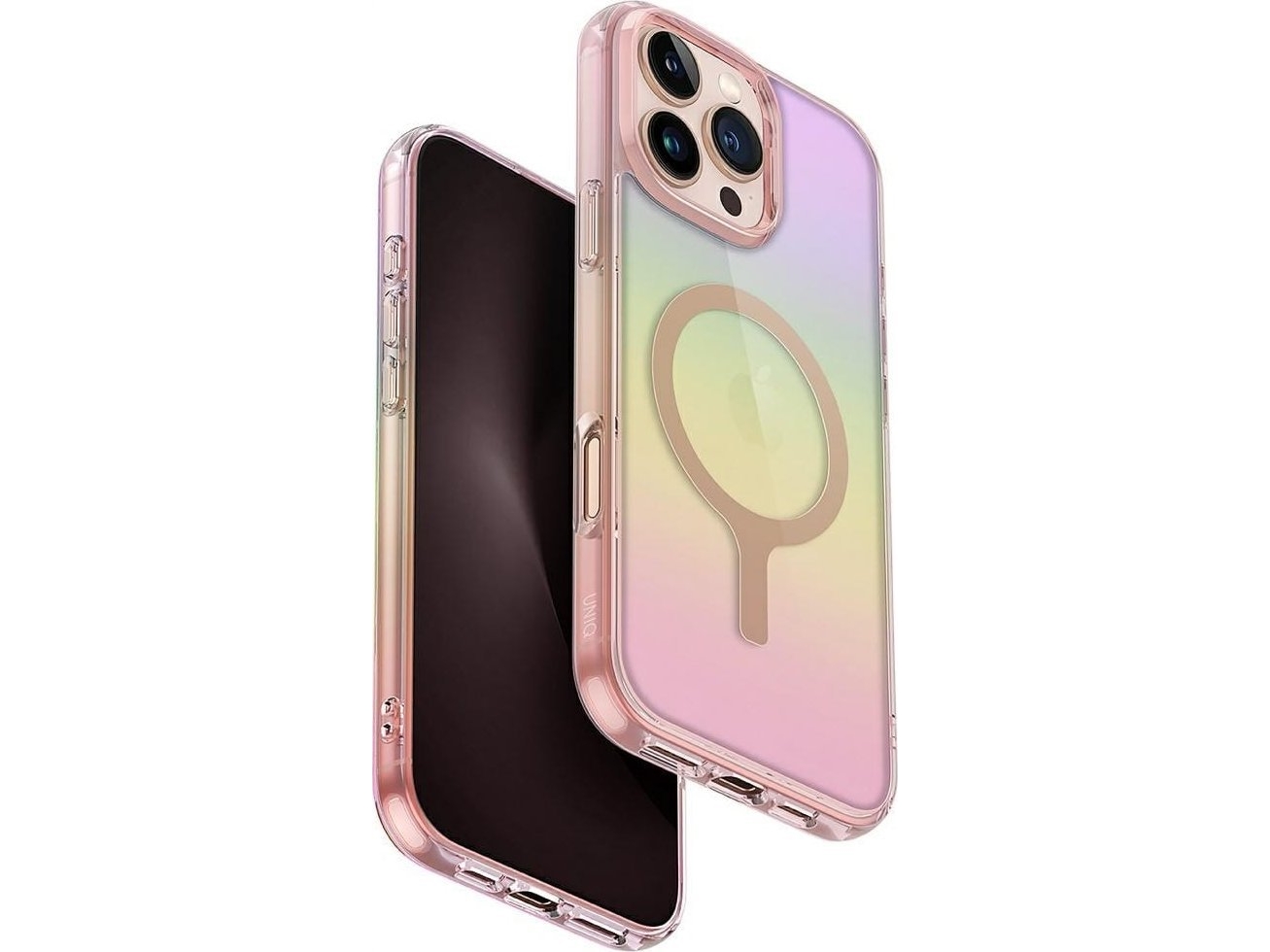 Deklas Case Uniq Iridescia For Iphone 16 Pro Max Magclick Charging Pink Prism