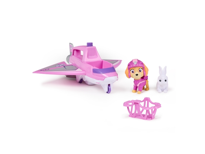 Paw Patrol Air Rescue - Skyes Rettungsflugzeug Mit Einziehbarer Klaue Und Rettungskorb, Mit Skye Spielfigur Und Hase (Basis Fahrzeug), Flugzeug, 3 Ja