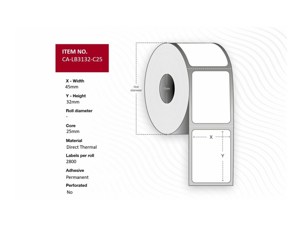 Capture - Permanent klæbemiddel - belagt - hvid - 45 x 32 mm 28000 etikette(r) (10 rulle(r) x 2800) etiketter