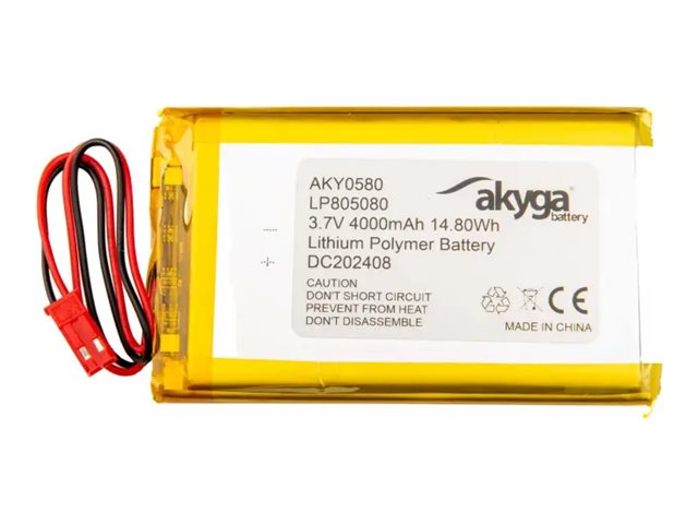 Akyga AKY0580 LP805080 Li-Po 3,7V / 4000mAh PCM JST 2,54 2-Pin 150mm batteri | Datortillbehör - Laddare & Batterier - Övriga batterier | GameStuff