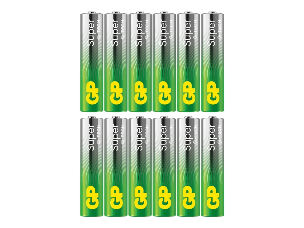 Gp Super Alkaline Battery, Size Aaa, 24A/Lr03, 1.5V, 12-Pack