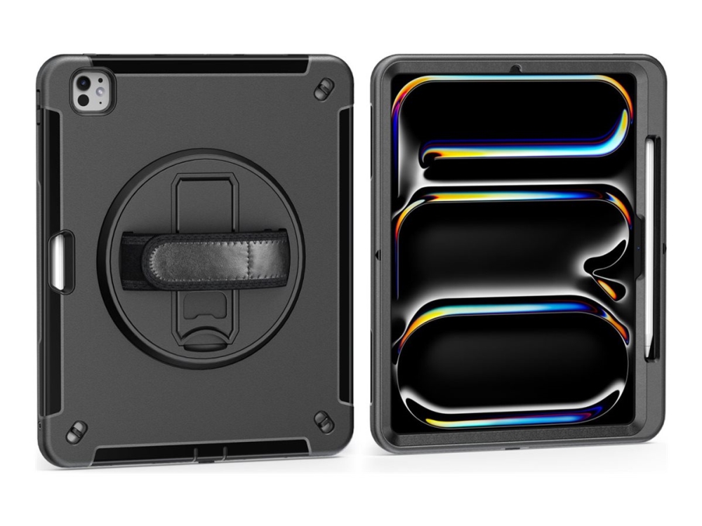 4smarts GRIP - Skyddsfodral för surfplatta - robust - polykarbonat, termoplastisk polyuretan (TPU), gummi - svart - för Apple 11-inch iPad Pro (M4)