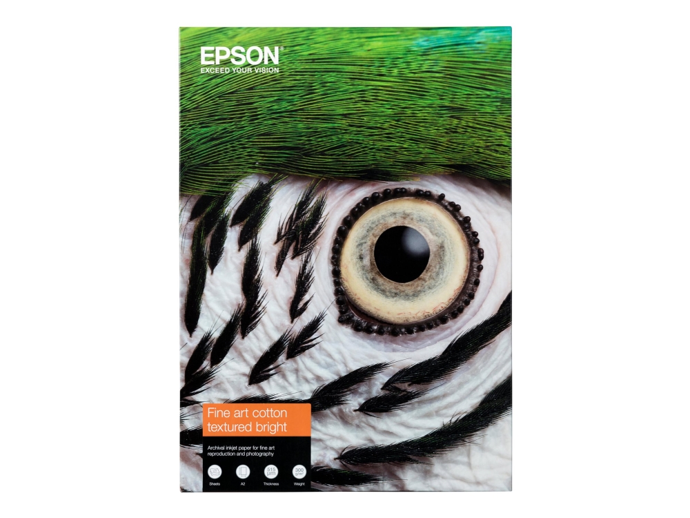 Epson Fine Art II - Bomuld - tekstureret mat - 515 my - skinnende hvid - A2 (420 x 594 mm) - 300 g/m² - 25 ark kludepapir