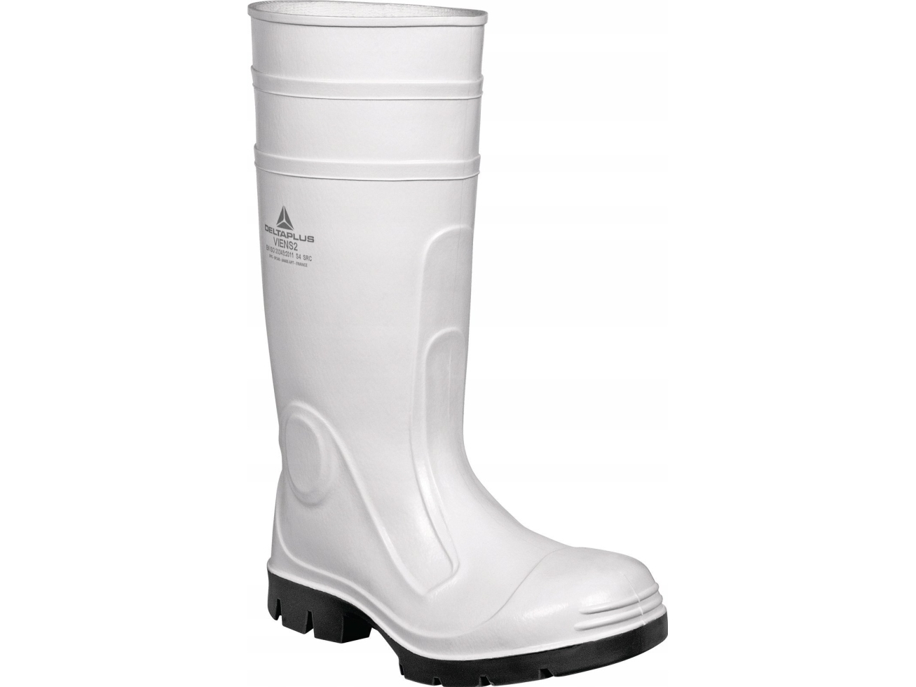 Delta Plus Sicherheitsschuhe, Hoch Aus Pvc, Doppel-Spritzguss, Pvc/Nitril-Laufsohle, Weiß Gr. 47, Vien2bc47