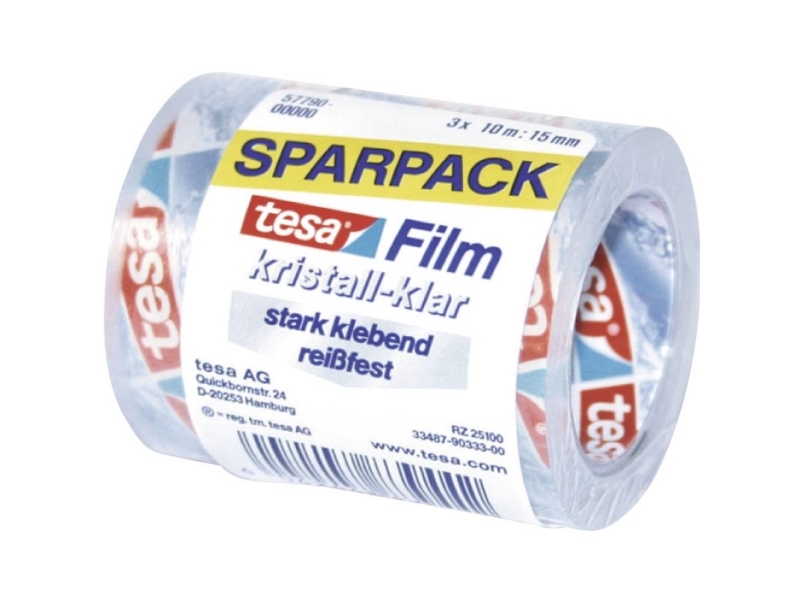 Tesa 57790, 10 M, Transparent, Polypropylen (Pp), Stærk, 15 Mm, 3 Stk
