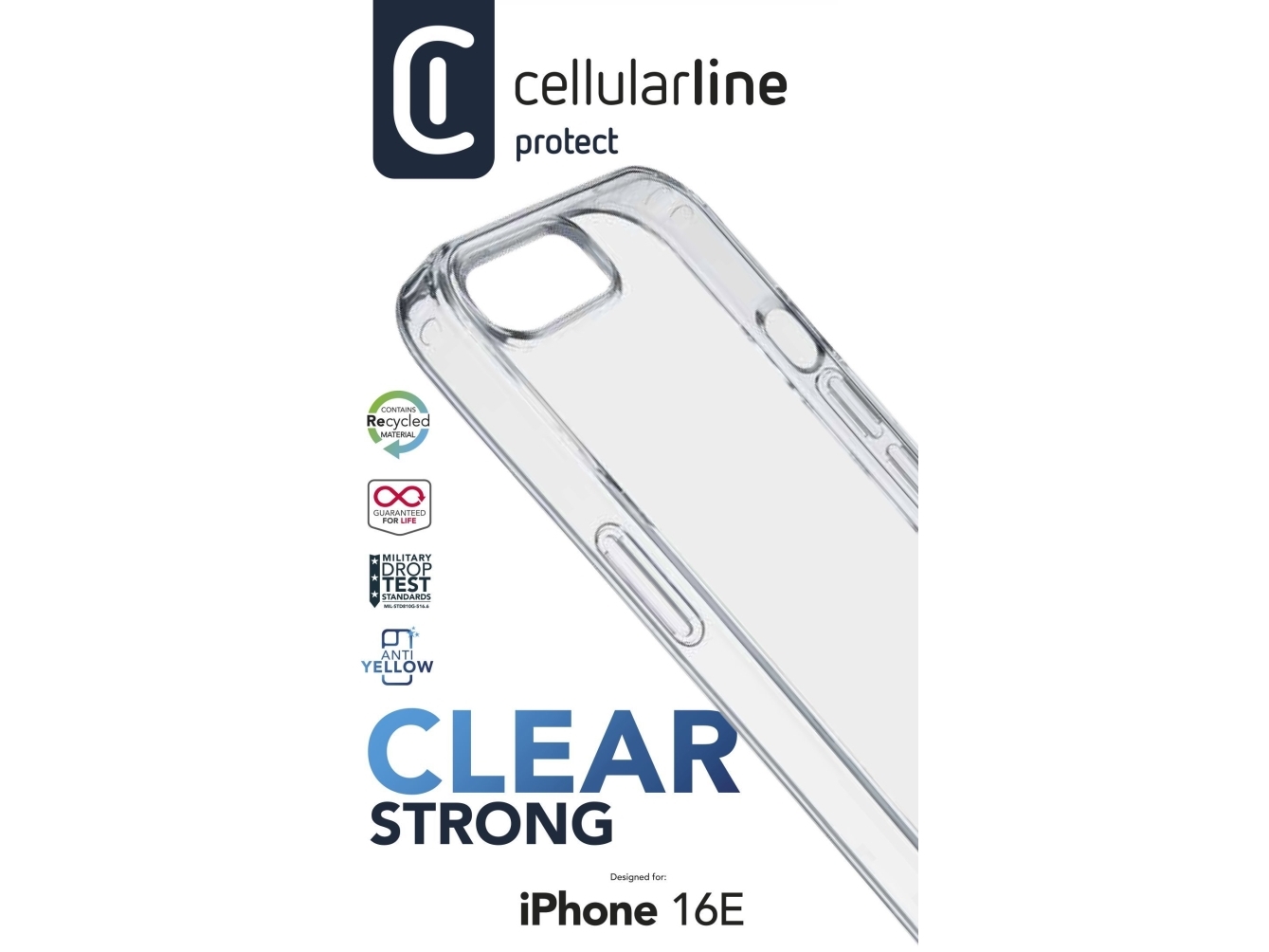 Cellularline 8018080492570, Cover, Apple, Iphone Se (2025), 15,4 Cm (6.06"), Transparent