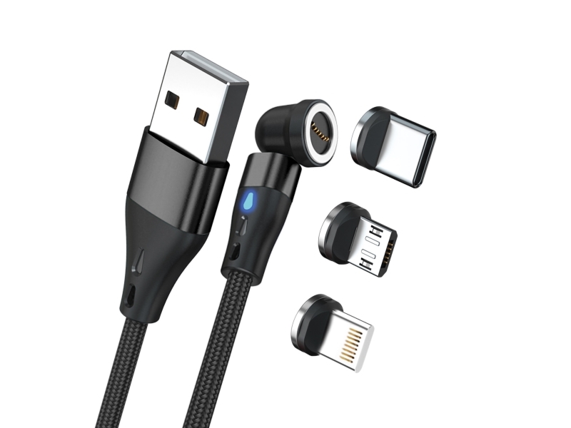 Realpower Magneticcharge3, 0,2 M, Usb A, Sort