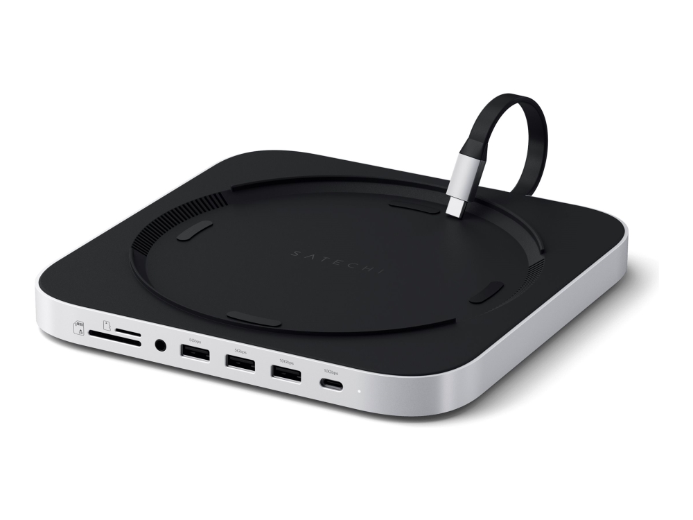 Satechi St-Gmmshs - Hub - Stand, Med Nvme Ssd Enclosure - 1 X Usb 3.2 + 1 X Usb-C 3.2 + 2 X Superspeed Usb - Desktop