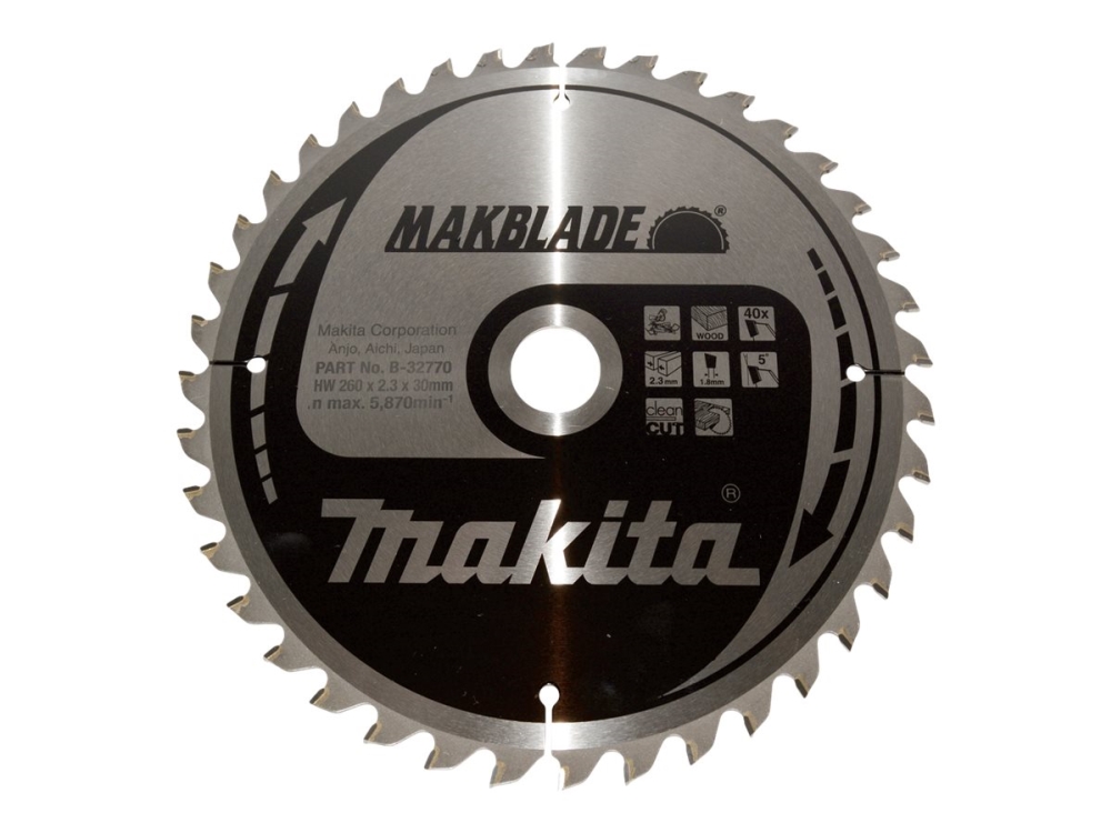 Makita MAKBLADE - Cirkelsågblad - för trä - 260 mm - 40 tänder - för Makita LS1018L, LS1018LN