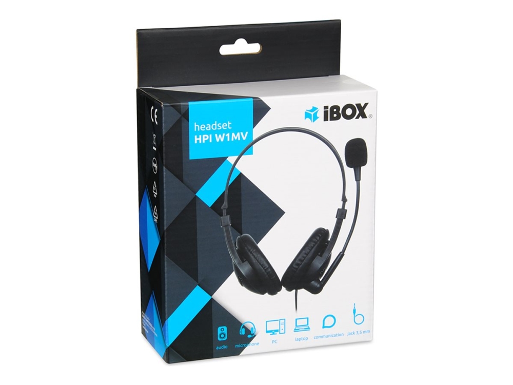 Ibox W1mv, Kabelgebunden, Büro/Callcenter, 20 - 20000 Hz, 96 G, Kopfhörer, Schwarz