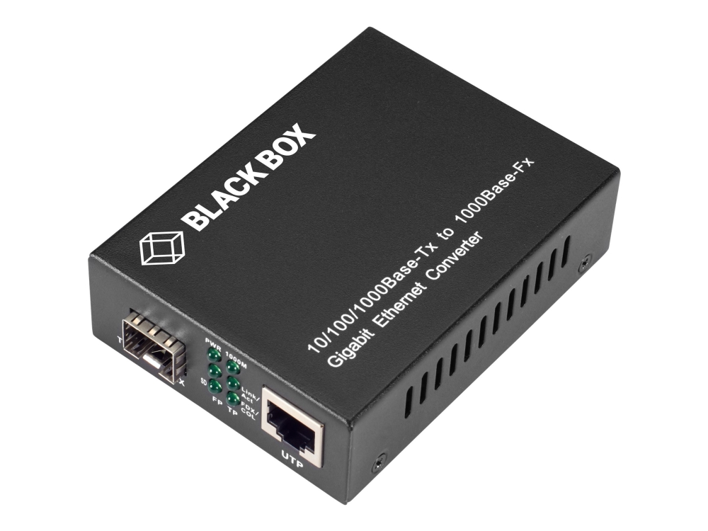 Black Box Pure Networking - Medieomsætter - 1Gbe - 1000Base-Fx, 1000Base-Tx, 100Base-Tx - Rj-45 / Sfp (Mini-Gbic) - Op Til 80 Km - For P/N: Eve630-01