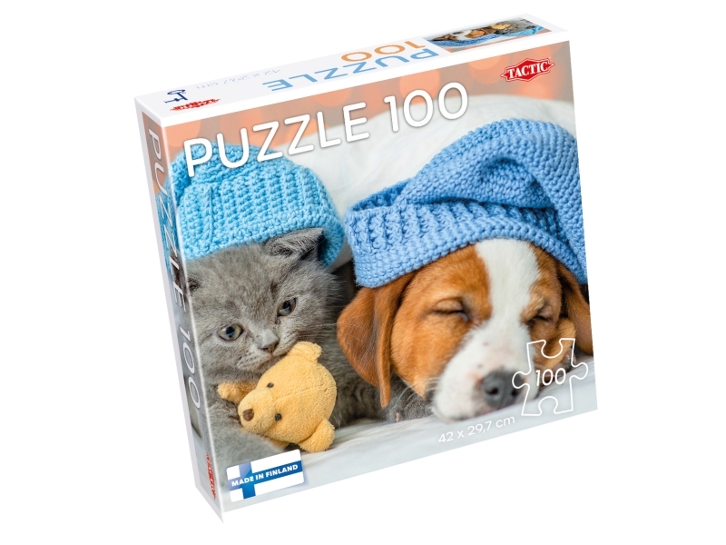 Tactic Puzzle Lovers Cute Kitten And Sleepy Dog 100 Pcs Puzzle, 100 Pc(S), Animals