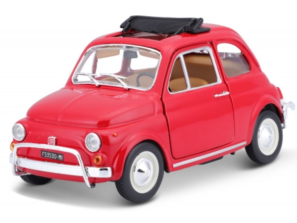 BBURAGO Fiat 500l 1968, Bybil model, Formonterede, 1:24, Fiat 500l 1968, Hanstik, Rød