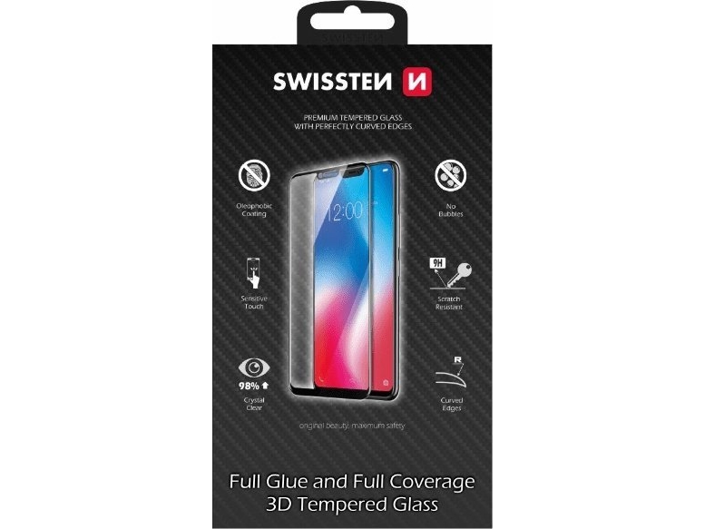 Swissten Ultra Durable Full Face / Full Glue Panzerglas-Schutz 9H Für Samsung 405 Galaxy A40 Black