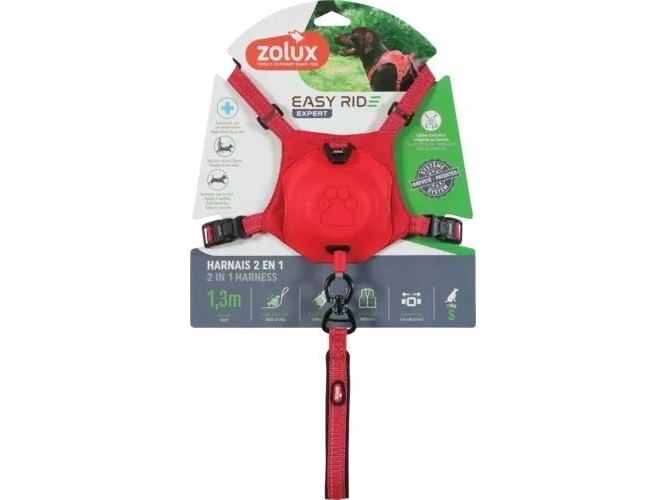 Zolux hundesele med automatisk snor Easyride S rød