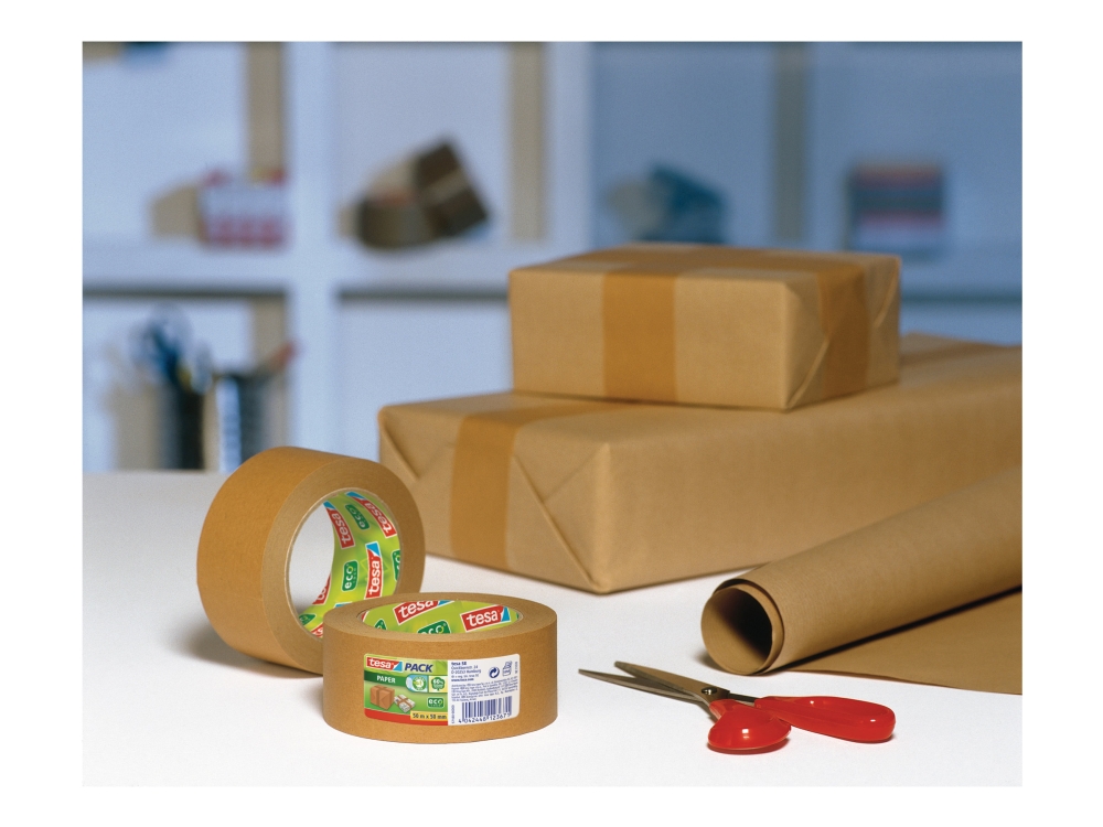 Pakketape, Tesapack ecoLogo Paper Strong, papir, 50 mm x 50 m, brun