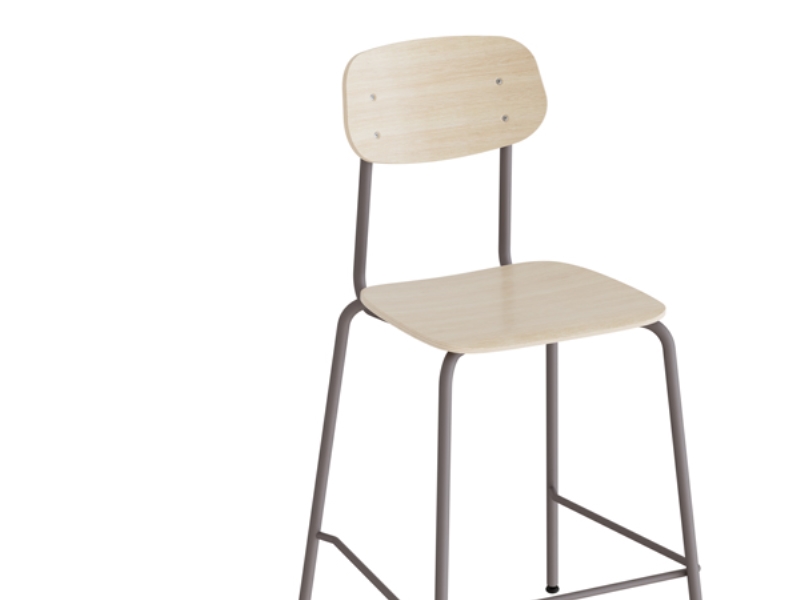Barhocker Atlas 2111Bs, Weiß Pigmentierte Eichenlaminat, Graues Gestell