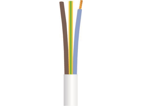 Kabel rund, PVC3G1 mm² PKAJ vit 300/500Vring, kabeldiameter 8,0 mm - (50 meter)