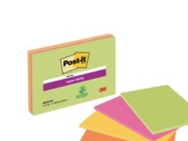 Post-it® Super Sticky Meeting Notes, neonfarver, 152 mm x 203 mm, pakke a 4 stk. | Papper & Emballage - Block & Post-It - Post-it | GameStuff