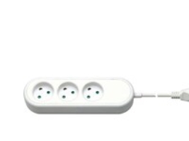 EL-stikd�se med 3 udtag m/jord, 1,5m ledning, hvid