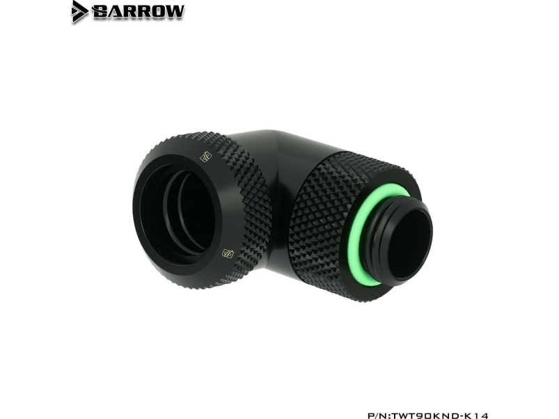 „Barrow“ Daugiasvirtis Adapteris, 90 Laipsnių G1/4 Colio Ag Ir 14 Mm Išorinio Skersmens Kietojo Vamzdžio Jungtis, Pasukama, Juodas