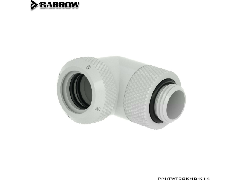 „Barrow“ Daugiasvirtis Adapteris, 90 Laipsnių G1/4 Colio Vidinis Sriegis Ir 14 Mm Išorinio Skersmens Kietasis Vamzdis, Pasukamas, „Baltas“