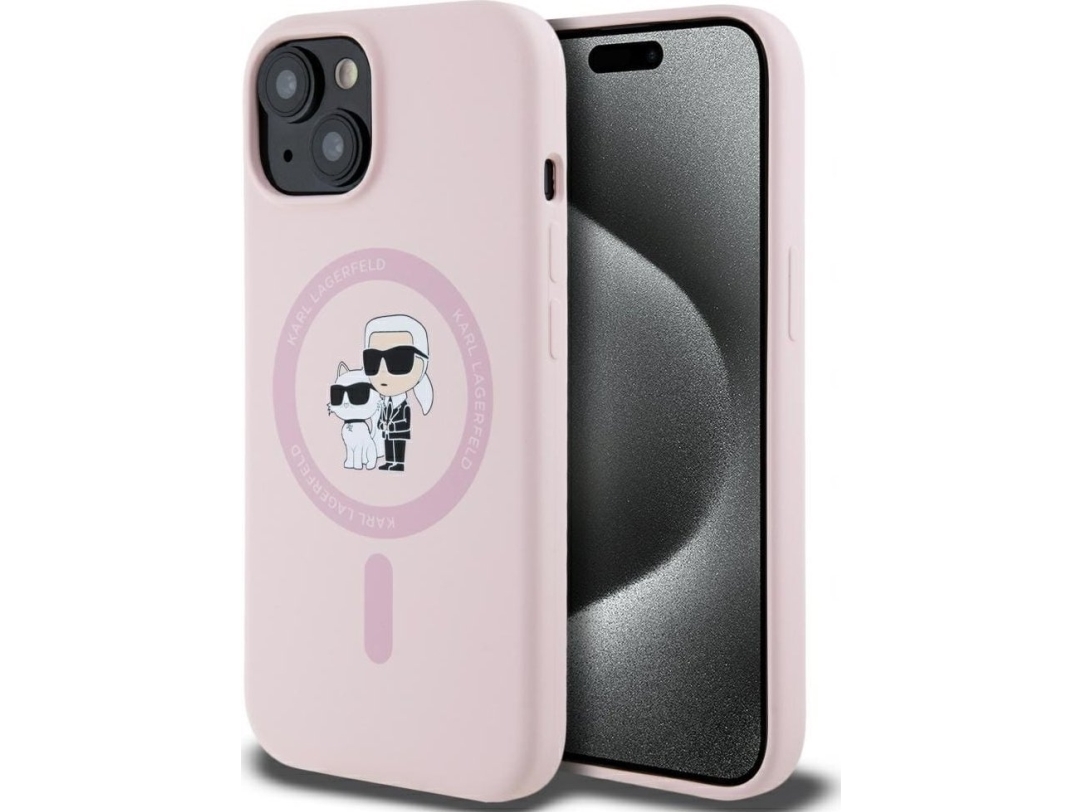 Dėklas Karl Lagerfeld Silikone Karl&Amp Choupette Magsafe Iphone 15 Plus Etui - Rožinė