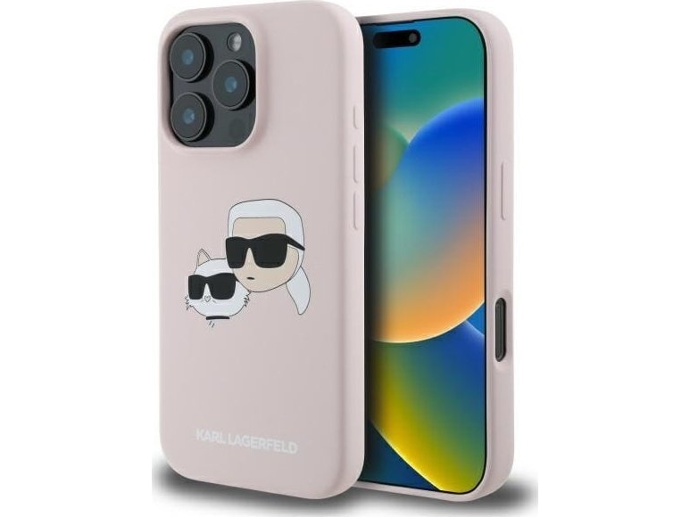 Karl Lagerfeld Liquid Silicone Double Heads Magsafe Case For Iphone 16 Pro Rožine
