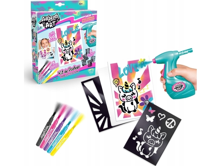 Airbrush Plush Airbrush Art Mini-Poster-Set, 5 Marker, 5 Schablonenbögen