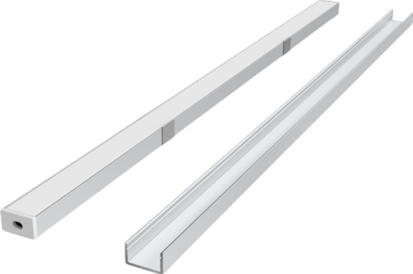 Led Profilio Komplektas, 2M, Pavirsinis, Anoduotas, Su Baltu Dangteliu, Laikikliais Ir Aklemis