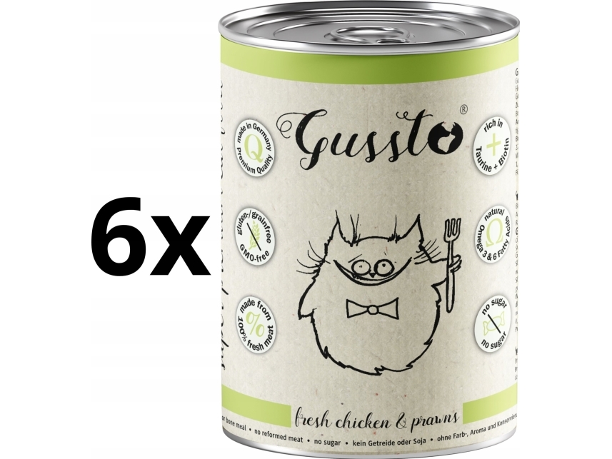 GUSSTO pusz. 400 g FRESH CHICKEN & PRAWNS /6 - vådfoder til kat med KYLLING og REJER