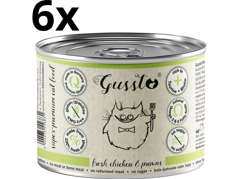 Gussto Dåse 200G Frisk Kylling &Amp Rejer /6 Kylling &Amp Rejer Kattefoder