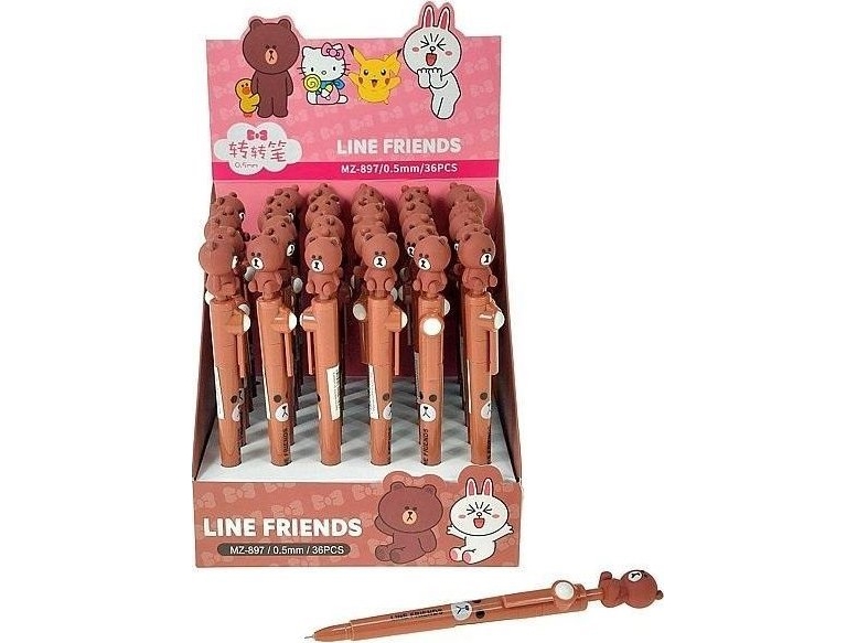 Pen With Teddy Bear Black (36Pcs)