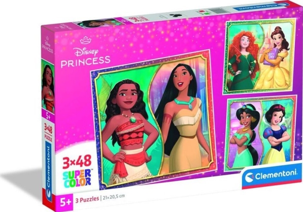 Clementoni Puzzle Supercolor Disney Prinzessin 3X48 Teile (25064)