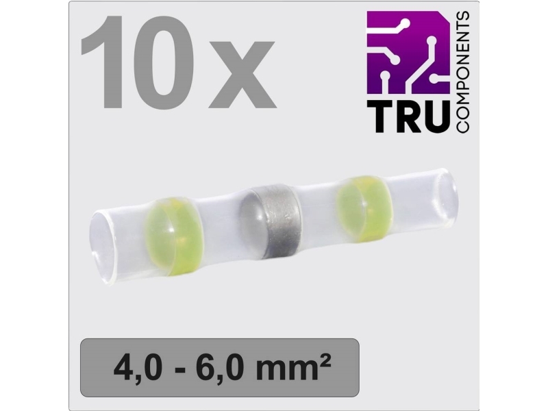 Tru Components Tc-13448520 Crimpkonnektor Med Krympeslange 4.0 Mm² 6.0 Mm² Helisoleret Gul 10 Stk