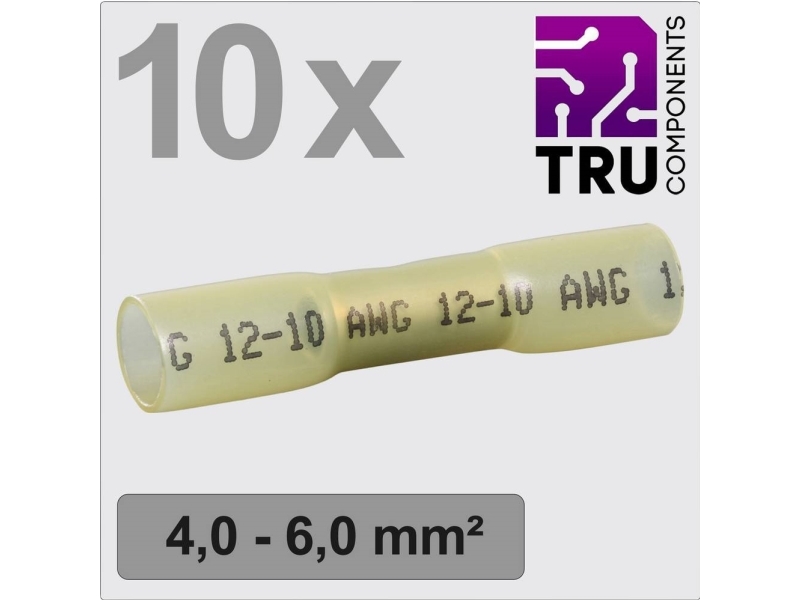 Tru Components Tc-13448504 Crimpkonnektor Med Krympeslange 4 Mm² 6 Mm² Helisoleret Gul 10 Stk