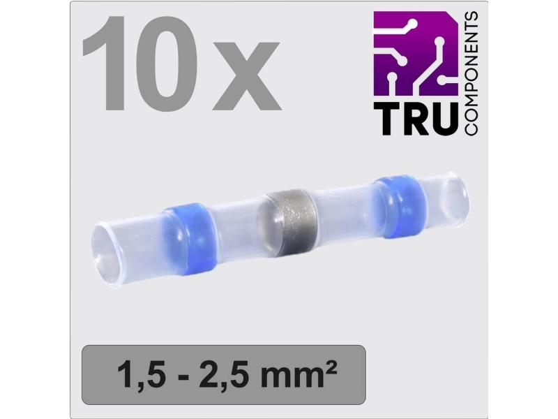 Tru Components Tc-13448516 Crimpkonnektor Med Krympeslange 1.5 Mm² 2.5 Mm² Helisoleret Blå 10 Stk