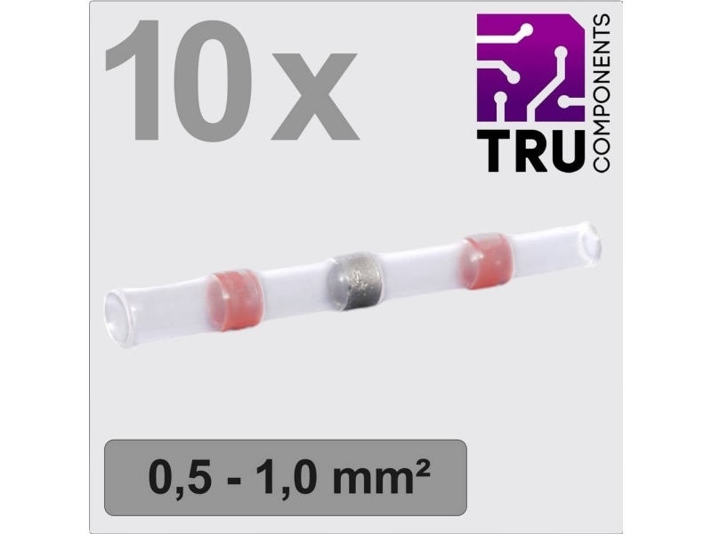 Tru Components Tc-13448512 Crimpkonnektor Med Krympeslange 0.5 Mm² 1.0 Mm² Helisoleret Rød 10 Stk