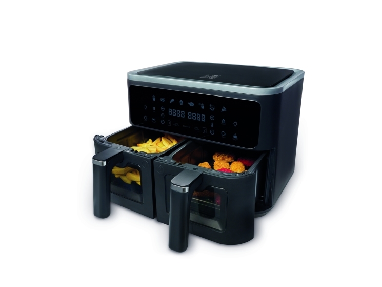 Fritel SnackTastic 8480 DUO, Varmluftsfritös, 9 l, 1,35 kg, 40°C, 200°C, 8 personer | Köksapparater - Köksmaskiner - Fritös | GameStuff