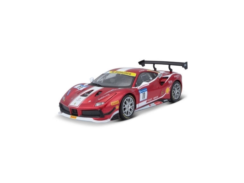 BBURAGO Ferrari 488 Challenge, Urheiluauton pienoismalli, Esikoottu, 1:24, Ferrari 488 Challenge, Ei sukupuolirajoitusta, Metalli, Muovi