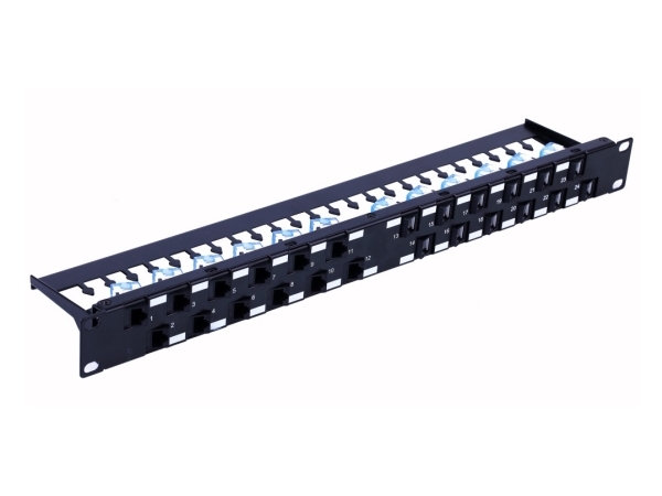 Techly Utp Patch Panel 24 Places Rj45 Cat.6A Inclined Output 1U Black, Rj-45, Cat6a, U/Utp (Utp), Black, Spcc, Rack Mounting