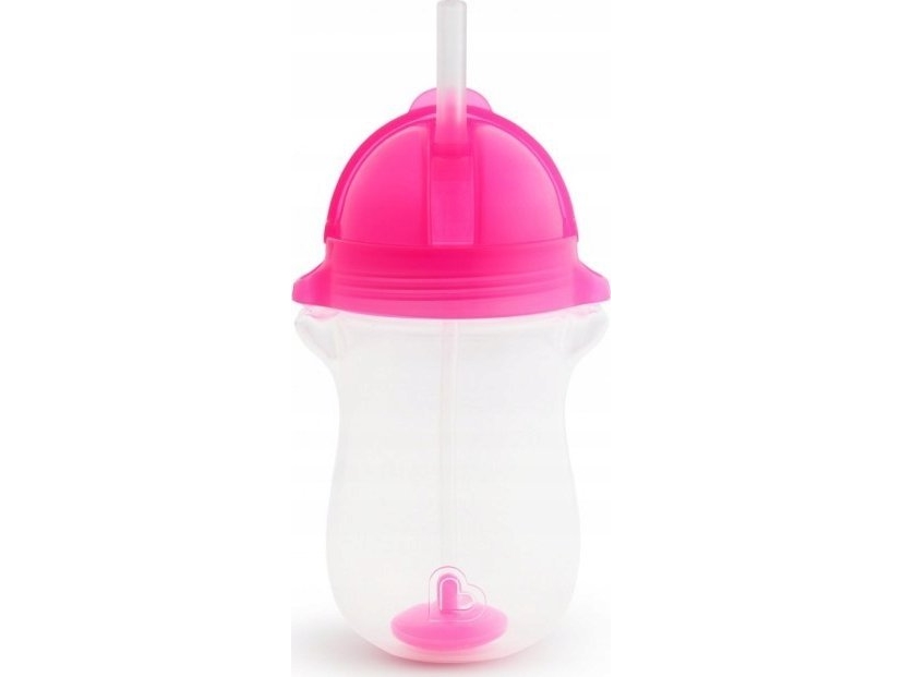 MUNCHKIN gertuvė su šiaudeliu ir svareliu, rožinės spalvos, 12mėn+, 296ml, 01246201