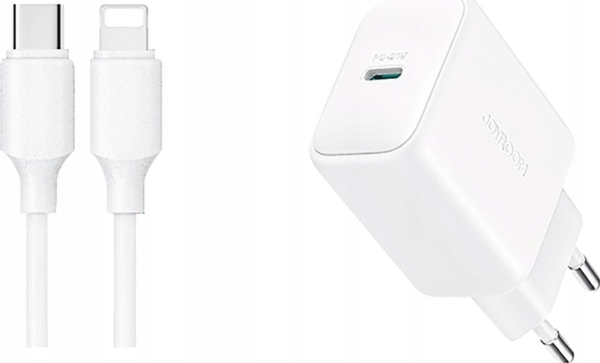 Joyroom Charger Joyroom Jr-Tcf20 Usb-C Pd 20W Netoplader - Hvid + Usb-C / Lightning-Kabel 1 M